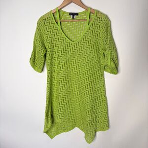 Picadilly Fashions Top Open Weave Fiary Faecore Nature Woodland Green Women S